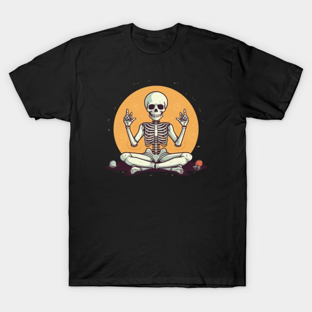 Skelton doing yoga T-Shirt by Teetastic6